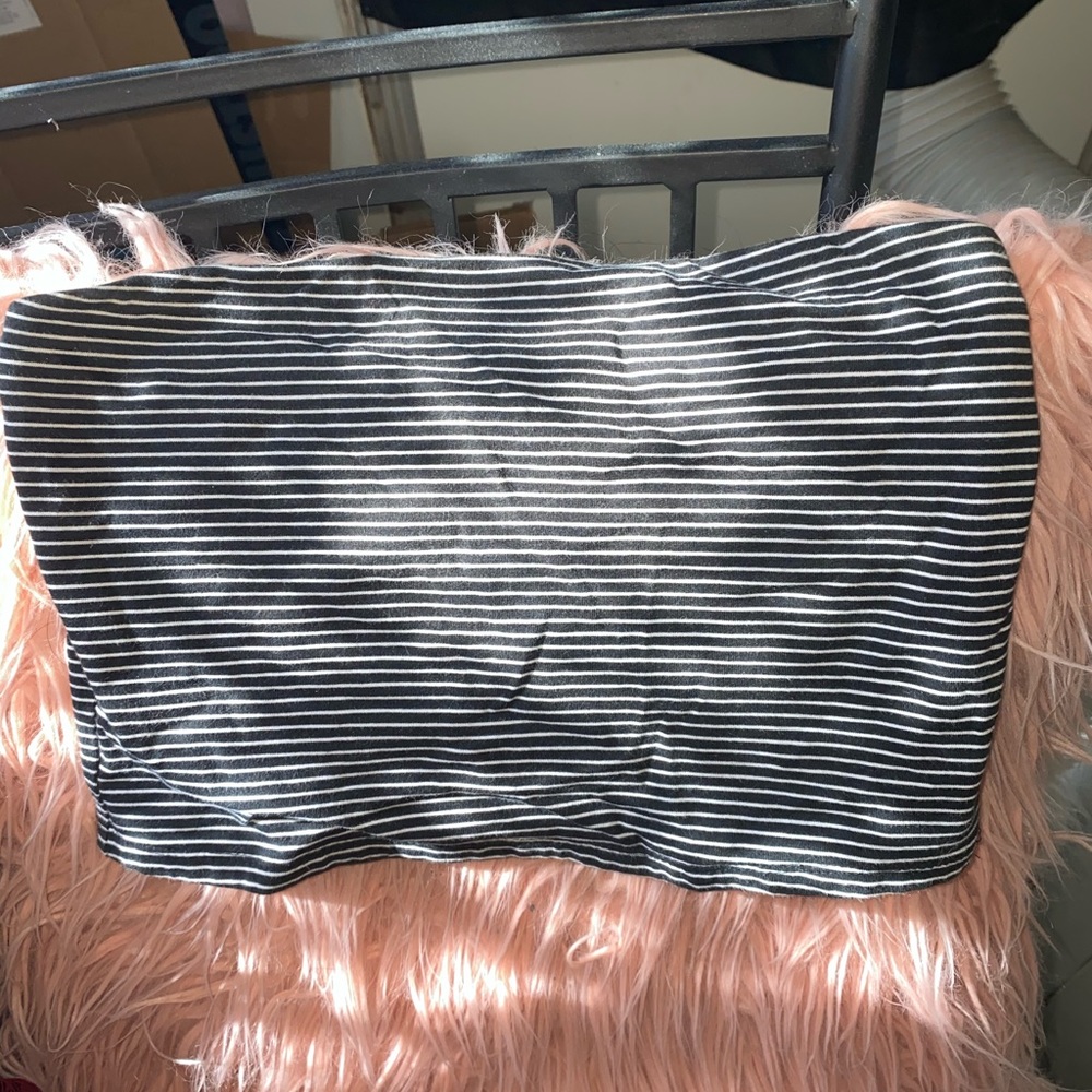 black & white striped tube top